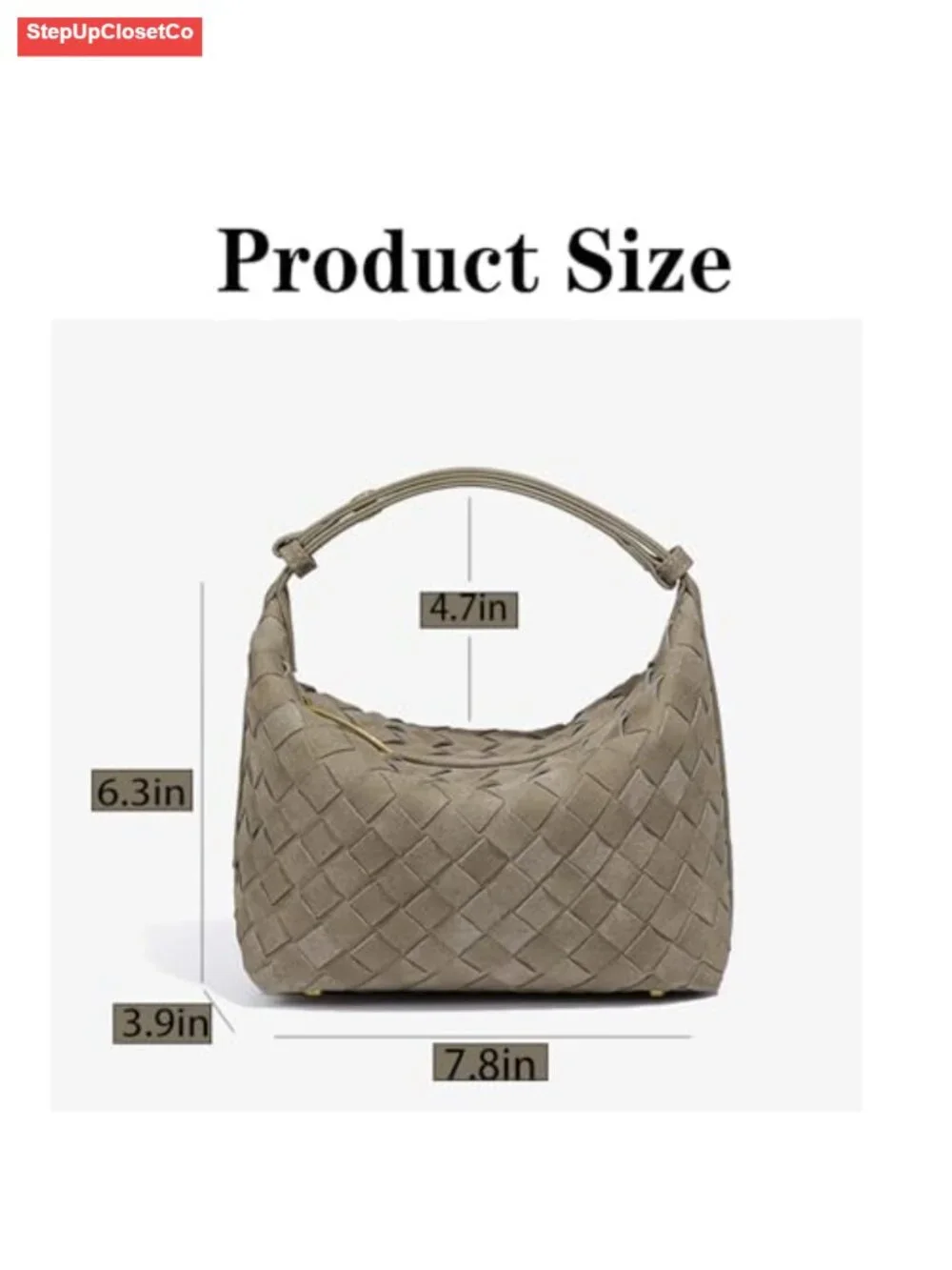 Hand Woven Suede Leather Hobo Tote Bag Vegan Shoulder Purse